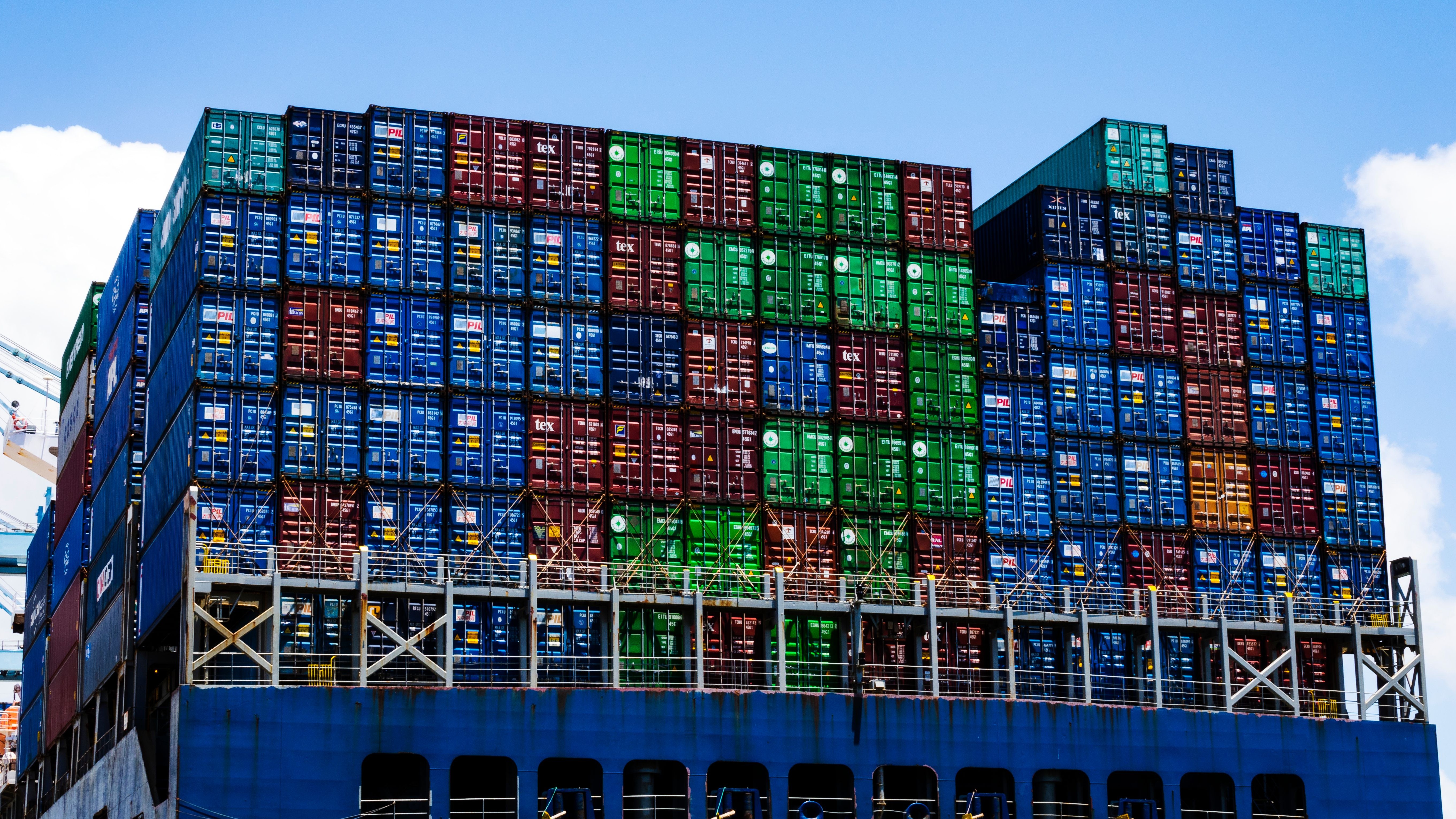 Cargo freight shipping containers and port logistics