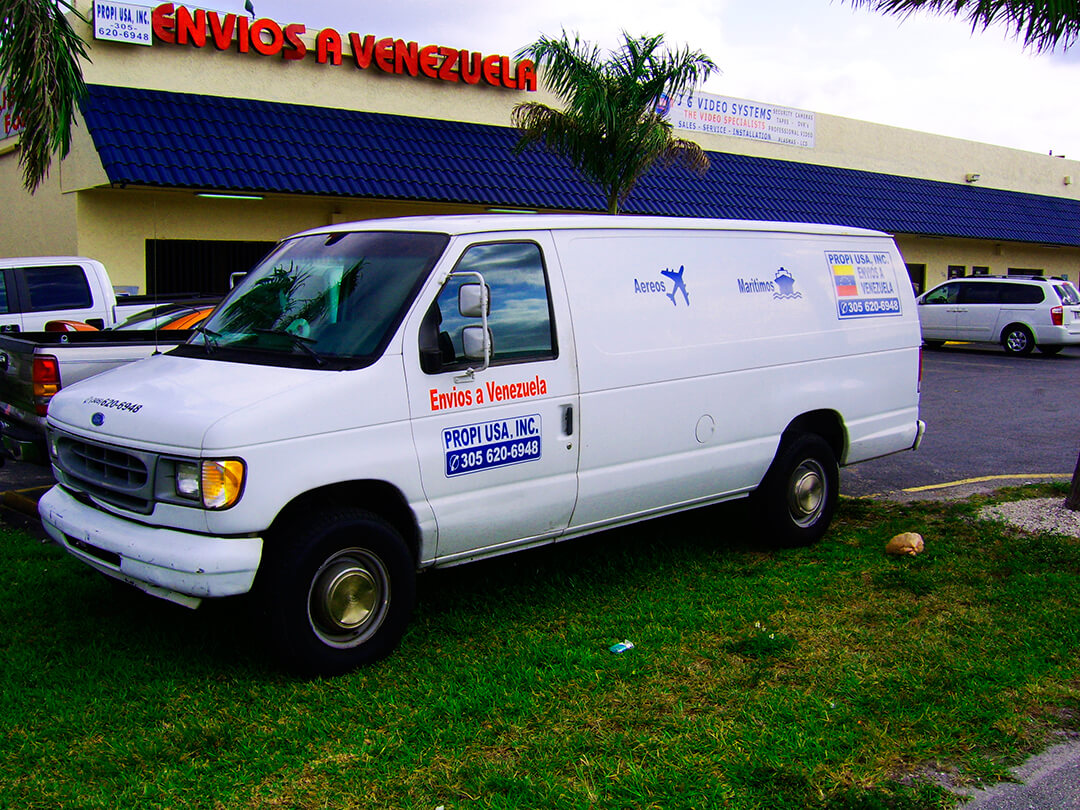 PROPI USA branded cargo van at the Miami Gardens storefront
